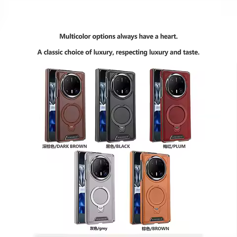 Magnetic Rotating Bracket Leather Case for Huawei Pura X Max Mate X7 X6 X5 Wireless Charging Plating