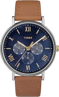 Timex Southview 41mm Multifunction Leather Strap Watch Tan/Blue