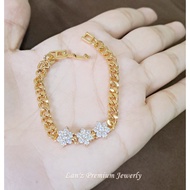 22K Gold Titanium 3 Flower Chain Children's Bracelet