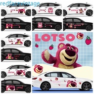 REDFACEVINTAGE Strawberry Bear Car Sticker, Self Adhesive Strawberry Bear Lotso Automobile Sticker, 