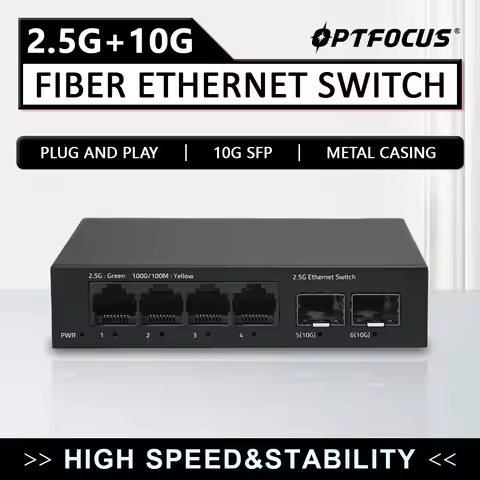 OPTFOCUS Ethernet Switch 10G SFP 2.5G RJ45 Gigabit Switch 2 5 gb Ethernet Switches 4 5 6 ports Lan E