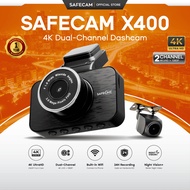 【UPGRADED TO 4K 2160P】SAFECAM X400 Dual Dashcam 4K Front + 1080P Rear | WiFi App Control | 24H Parki