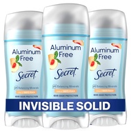 Secret Aluminum-Free Deodorant |White Peach Fragrance |2.4 Ounces (3 Packs) |Female Invisible Solid 