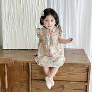 2025 Summer New Style Children's Dress Girls Chinese Style Buckle Skirt 1-6 Hanfu Skirt Girls Summer
