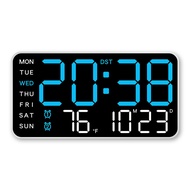 Large Digital Wall Clock Week Date Temperature Display Voice Control Table LED Alarm Clocks Brightne