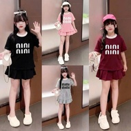 (LINED DRESS).Dress for girls, pleated skirt with inner lining printed with the word niw niw, soft c