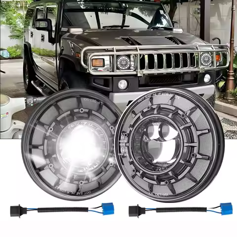 2pcs Universal 7 Inch Led Car Headlight For Hummer H1 H2 For Jeep Wrangler JK TJ Angle Eyes DRL For 