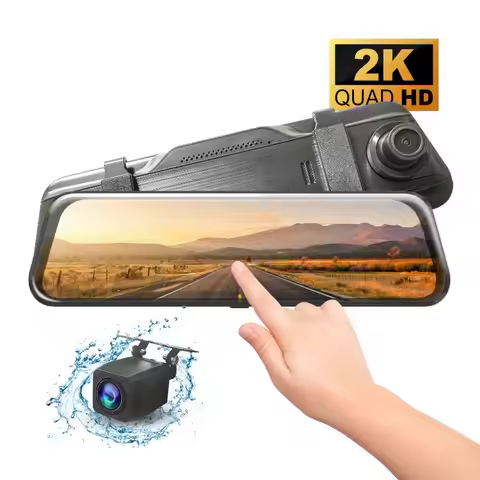 9.66inch Touchscreen Car Streaming Media Rearview Mirror Dash Cam WDR HDR Dual Camera Panoramic 360