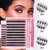 DIY Eyelash Extension Set 30D Curl False Eyelashes with Glue &Tweezers Cluster Lashes Extension Set