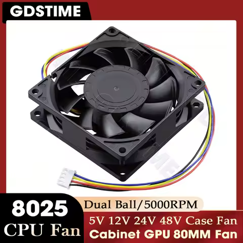 Gdstime 80mm Fan 24V 12V 5V Cooler Fan 8025 Axial Fan 4PIN PWM 8CM Cabinet Fan 80mm*25mm Laptop Fan 