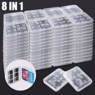 Office Business Home Clear Protective Cover / Travel Protable MS Cards Storage Box / Minimalist Durable Mini SD Card Protector Holder / 8 In 1 Plastic Transparent Memory Card Case