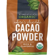 Viva Naturals Organic Cacao 454g Powder - Unsweetened Cacao Powder With Rich Dark Chocolate Flavor, 