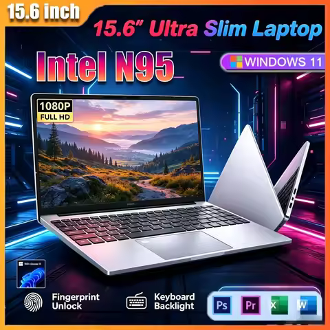 Full HD 15.6" Portable Laptop Intel N95 Processor 32GB Large RAM 2TB Big Storage Windows 11 Home Off