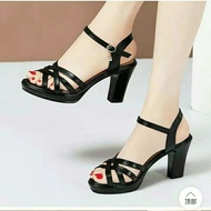 Women's sandals given to Mom HShop elegant 4-strap high heels 3 centimeters, 5 centimeters, 7 centim