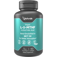 Naturalis Vegetarian L-5-MTHF 5mg (8300mcg DFE) 60 Soft Capsules | Active Folic Acid | Bioactive L-5