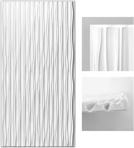 Large White PVC 3D Wall Panels for Interior Décor, Wavy Textured Drop Ceiling Tiles Pack of 6 (47.2"