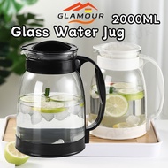 [SG] 2000 ML Glass Jug For Cold Water Jug With Lid Borosilicate Hot Cold Water Jug