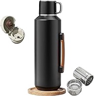 316 Stainless Steel Water Bottle 50 oz with Lidded Cup - Keep 24+ Hrs Warm for Hot & Cold Drinks - L
