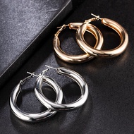 Punk Rock Hoop Earrings Minimalist Thick Tube Big Round Circle Gold Hoop Earrings Hyperbole Fashion 