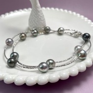天然海水珍珠 大溪地黑珍珠 跳色 純銀 項鏈