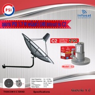 PSI C-Band 1.7M (ขางอยึดผนัง) + infosat LNB C-Band 2จุด รุ่น C2