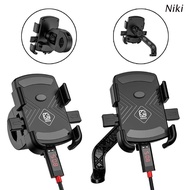 Niki Waterproof 360 Rotating 12V-90V Electric Bicycle Motorcycle Mobile Phone Holder, With 2.4A USB 