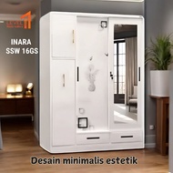 Inara Lemari Pakaian Besi 4 Pintu Baju Panjang LongDress Hijab Gamis Lemari Organizer ukuran 2 meter