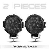 [tifei] 51W 7 inch Round LED Working Light Flood Beam Offroad 4X4 Driving Lamp Headlight Fog Light F