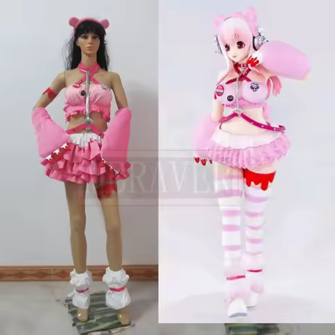 Anime Super Sonico Pink Bear Gloomy Racing GK Ver Cosplay Costume