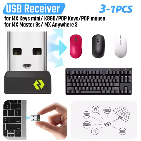 3-1PCS Bolt USB-A Wireless Receiver USB Adapter Bolt for Logitech Mx Keys mini/K860/MX Master3s/MX A
