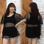 (XL-3XL)พร้อมส่งเซ็ท3ชิ้นชุดว่ายน้ำสาวอวบ ชุดว่ายน้ำคนอ้วน ชุดว่ายน้ำไซส์ใหญ่(YY-028)