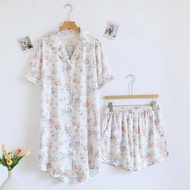 ชุดนอน Muslin Pajamas Silk Satin รุ่น Dreamy Goose Garden (N5153 T5153 K5153) ชุดนอนผู้หญิง