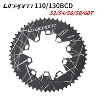 Litepro Oval Double Dual BCD 110/130MM Chainring Folding Bike 52/54/56/58/60T Crankset Bicycle Chainwheel