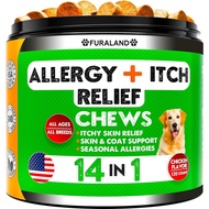 Dog Allergy Relief Chews - Dog Itch Relief - Omega 3 Fish Oil + Probiotics - Itchy Skin - Seasonal A