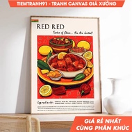 Wall painting, Red Reed Ghanaian Food Poster, Ghana Food Art, Kitchen Decor, comes with hanging nail