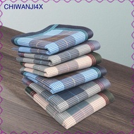 [chiwanji4x] 6Pcs Plaid Handkerchief Hankies 40Cmx40cm Comfortable Gift Set Lightweight Men Women Po