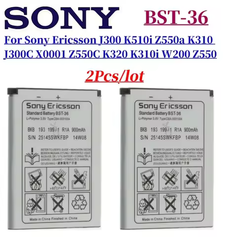 2pcs Original Battery BST-36 For Sony Ericsson J300 K510i Z550a K310 J300C X0001 Z550C K320 K310i W2