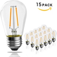 15 pack Dimmable E26/E27 Base Replacement LED Bulbs 2W Shatterproof S14 Vintage Edison Bulb Lamp for