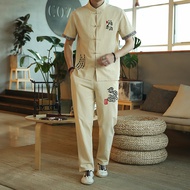 TYYYY520 Cotton Linen New Chinese Style Chinese Trendy Middle-Aged Men's Summer Short-Sleeved Tang S