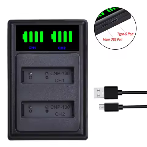 NP-130 NP130 CNP-130 CNP130 LED Dual Battery Charger for Casio Exilim EX-H30 ZR100 ZR200 ZR300 ZR400