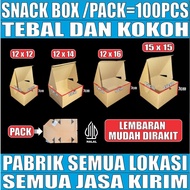 Snack Box Thickness 27gr size 12x12 / 12x14 / 12x16 / 15x15 Brown Kraft Cake Box Sheet Pack JSP