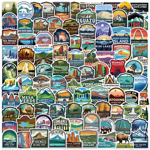 100PCS Cartoon National Park Graffiti Stickers DIY Decoration Guitar Notebook Luggage DIY Waterproof