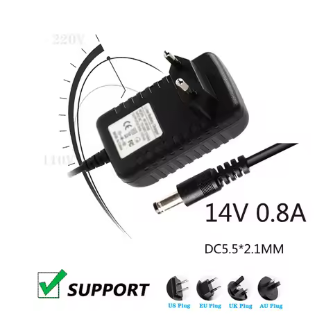 14V 0.8A Power Adapter 14V 800MA Universal Regulated Power Cord DC 5.5*2.1MM