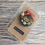 【迷你花圈手工卡】木質卡片 聖誕卡片