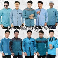 Hilwa Baju Koko Lengan Panjang Warna Biru Tosca Denim Koko Hadroh Gus Azmi Terlaris Kemeja Koko Sant