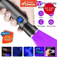 Super Bright Rechargeable Uv Torch (395nm) for Currency Detection & Led Use Lampu Suluh Uv Cas Semul