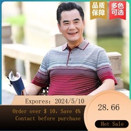 02Clothing for Middle-Aged Dad Summer Clothing Ice Silk Short SleeveTShirt for Middle-Aged and Elderly MenpoloShirt La