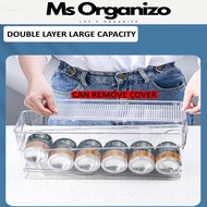Kitchen Fridge Can Organiser Double Layer Canned Beverage Bottle Storage Tray Dispenser Box Transpar
