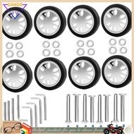 8pcs Luggage Wheels Replacement Kit,Dia 2in/50mm Thick 0.47in/12mm Resistant Rubber Mute Caster Repl