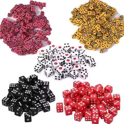 50Pcs/Lot Dices 8mm 7colors Plastic White Gaming Dice Standard Six Sided Decider Birthday Parties Bo